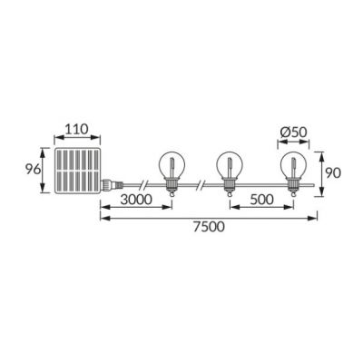 Girlanda solarna kolorowa LED GLASI 3W IP44czarny Ideus 04926 (04926)